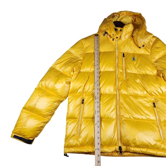Polo Ralph Lauren The Gorham Down Yellow Puffer Jacket Hooded PONY Logo L $368 - Picture 12 of 17